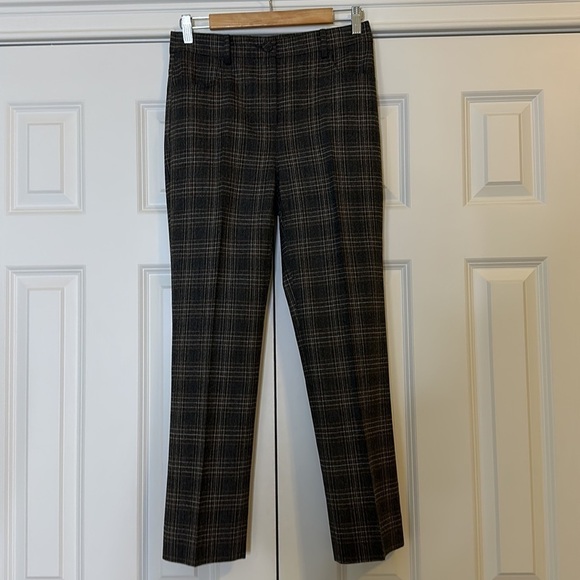 Theory Straight Plaid Wool Pants Trousers Sz2 - Picture 6 of 12